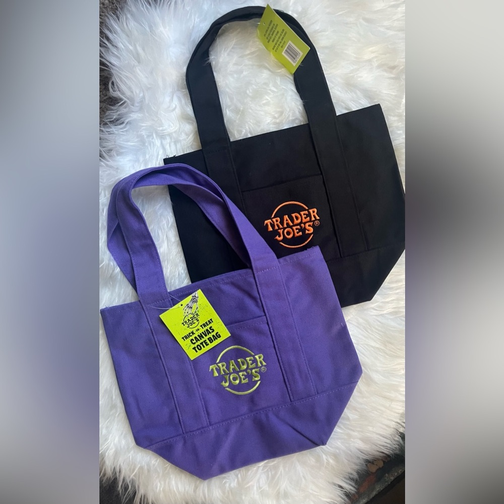 Trader Joe’s Black and Purple Trick or Treat Canvas Tote Bags
